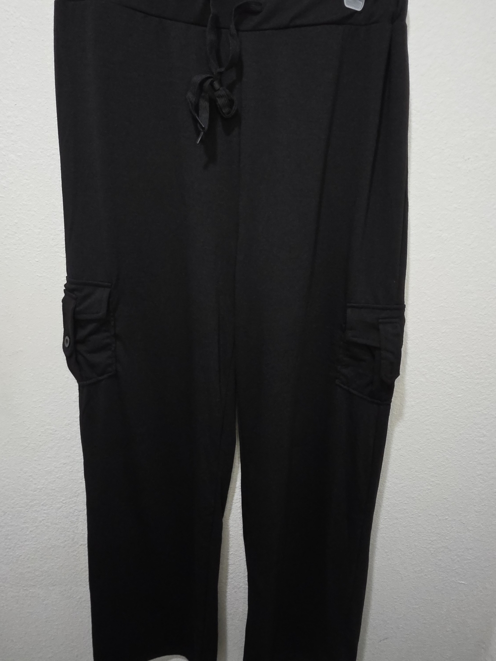 Black Cargo Jogger Pants with Drawstring Waist